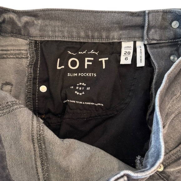 LOFT Size 28/6 Silver Gray Wash Button Fly Slim Pockets Skinny Jeans NWOT - Picture 6 of 6
